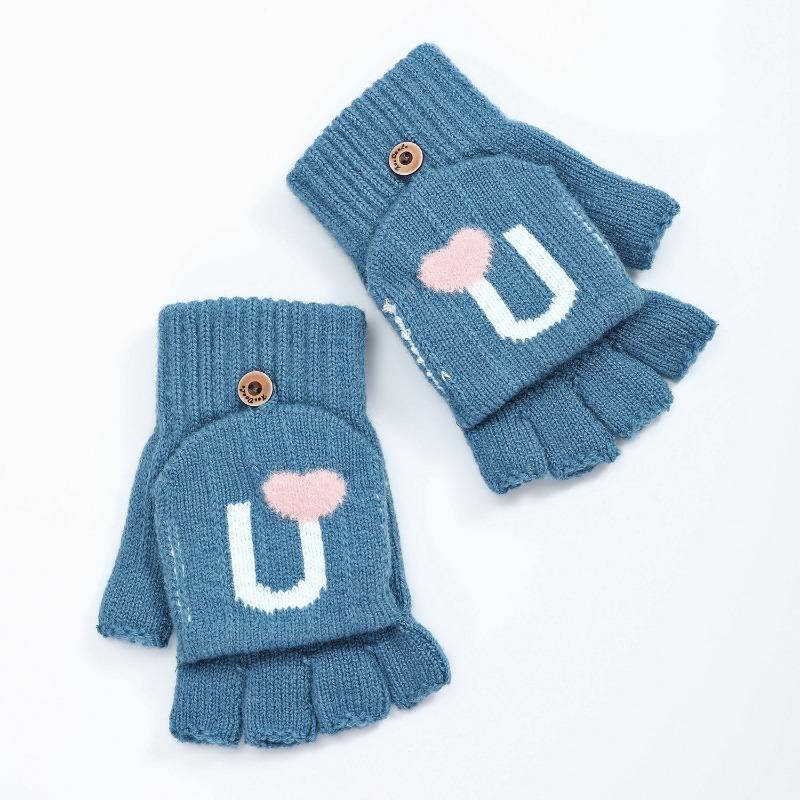 Botvotee Black Gloves Fingerless Gloves Women Winter Women Arm Warmers Knit Y2k Accessories Fashion Pink Love Cute Arm Sleeve