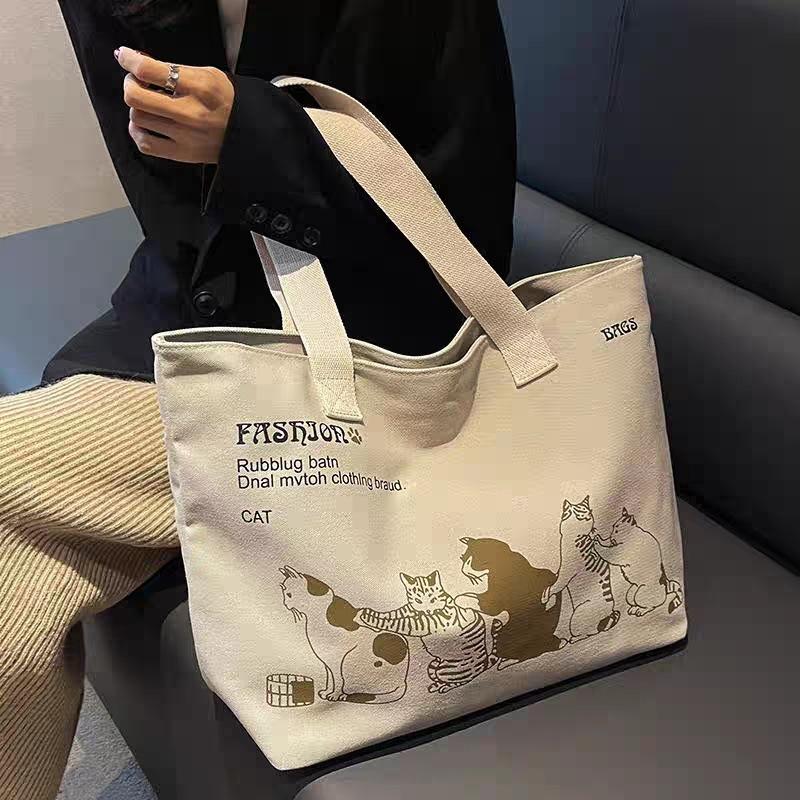 Frühling und Sommer Große Kapazität Canvas Tasche, Modische Damen Einzel Schulter Handtasche, Studentische Frühjahrs-Ausflugs-Reisetasche