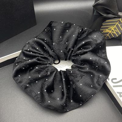Korean Style Starry Rhinestone Large Intestine Hair Tie – Retro Fashion Fluffy Hair Accessory for Women.