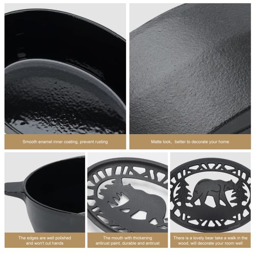 MYFIREPLACEDIRECT Wood Stove Steamer, 2.5 Quart, Wood Stove Humidifier, Decorative Bear Pattern, Cast Iron Steamer for Wood Stoves, Rust Resistant, Ma