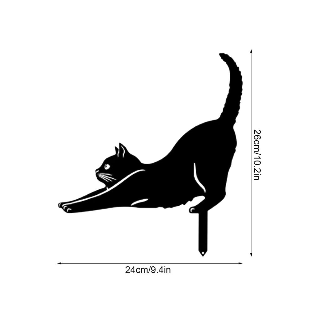 Black Cat Garden Stake Cute Metal Cat Statue Garden Statues Fine Craftsmanship Cat Patio Decorations For Yard Lawn Outside Patio