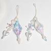 Unique Ocean Style Clear Sparkling Beaded Earphone Holder Chain Featuring Seashells Pearls Accent And Phone Decoration