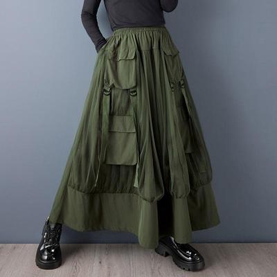 Mesh plus size Hoge taille vintage Lente zomer herfst casual losse lange voor vrouwen rokken dames rok
