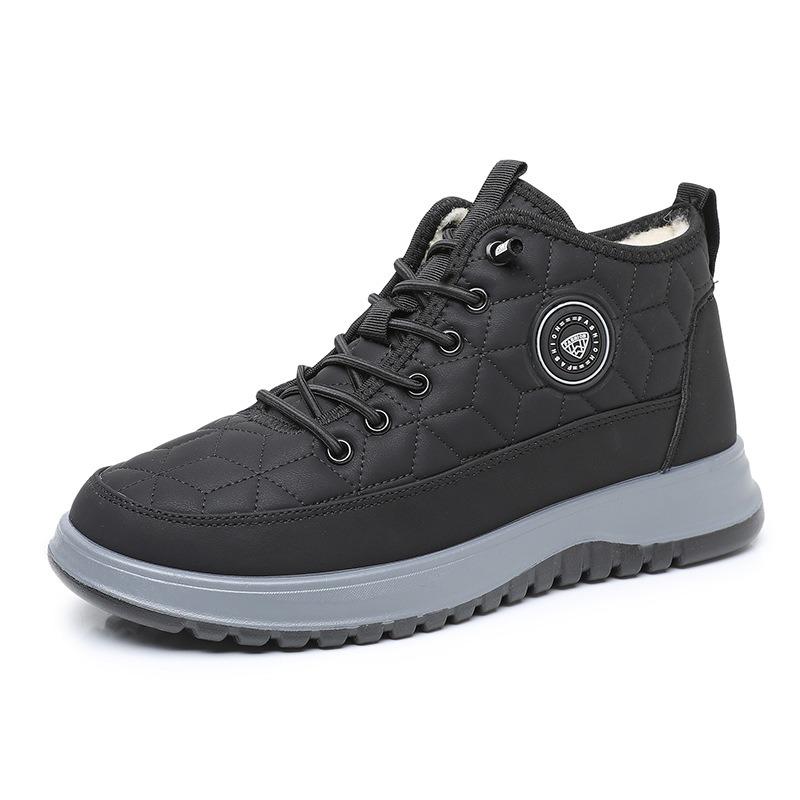 New Snow Boots with Fleece and Thickened Warmth, High-top Lace-up Men's Shoes, Casual and Sporty Devotion
