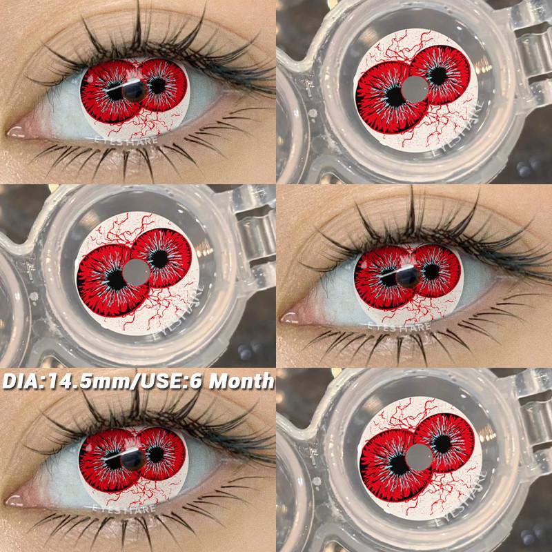 COD EYESHARE RAVEN BLACK Cosplay Contact Lenses Blood-red Halloween Eye Makeup Lens White/Black Crazy Cosplay Softlens