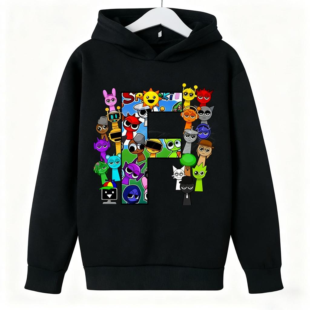 Autumn Winter Spravaki Character Collage Initials Printed Hoodies Fashionable Casual Warm Sports Long Sleeved Children's Boy Hooded Sweatshirts