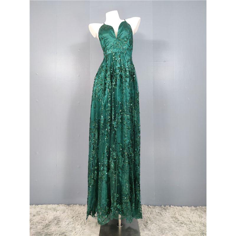 Shimmering Powder Sequins Low-Cut Open Back Elegant Multicolor Sling