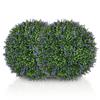 Set of 2 Artificial Plants In Ball Shape, UV-Resistant, Artificial Plants for Indoor and Outdoor Use, 42 Cm, Green+Purple