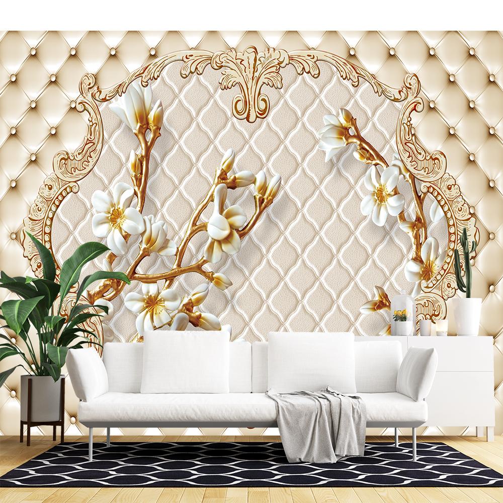 3d Flower Wallpaper Yellow Rose Vine 3d Solid Circle Soft Pack Wall Papers Floral Wall Murals Home Decor