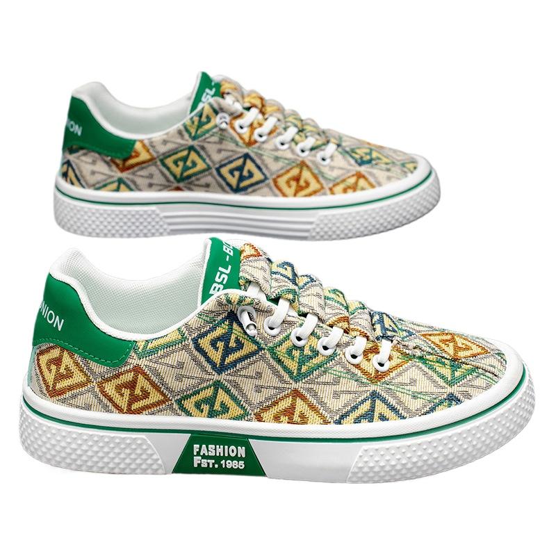 Fashion 2025 New Trendy Versatile Breathable and Casual Canvas Shoes for Men Round-toed Low-top Flat Men's Board Shoes Trendy Shoe