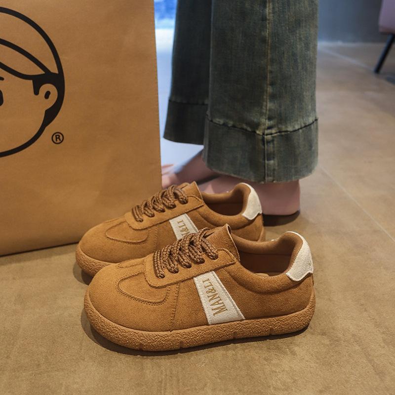 Leder Damen Kinder Herbst neu vielseitig mattes Leder hässlich süße Schuhe lässige Board-Schuhe