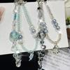 Phone Lanyard Short Bear Butterfly Pendant Dazzling Crystal Beaded Bracelet High End Outdoor Travel Portable Pendant