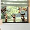 Decorazione Statica Rimuovibile per Finestre con Giraffa e Asino, Pellicola Adesiva per Vetri di Animali della Fattoria Senza Residui per Cucina e Stanza degli Ospiti, Carina, Scherzosa, Dimensioni Personalizzabili
