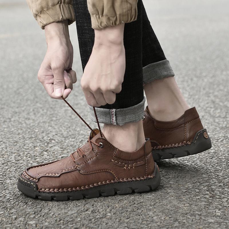 38-48 Herren Übergröße Einfache und Modische Lässige Lederschuhe Outdoor Low Cut Wanderschuhe