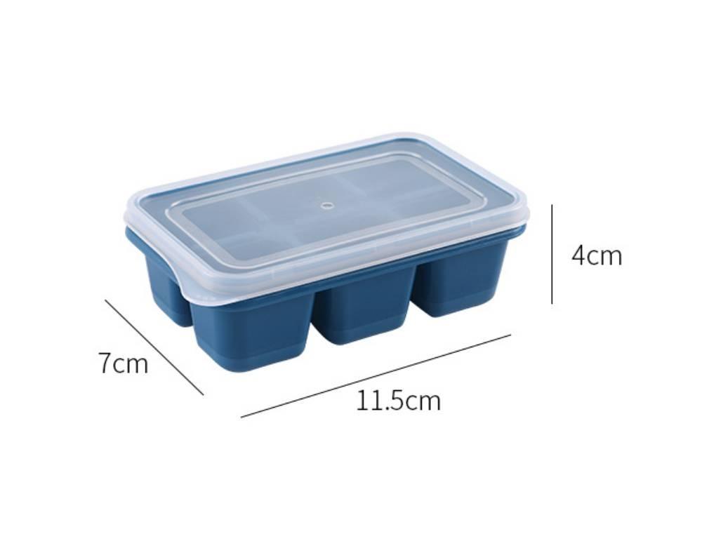 Safe and Odorless Silicone Ice Cube Tray with Cover 6 Cavity Ice Maker