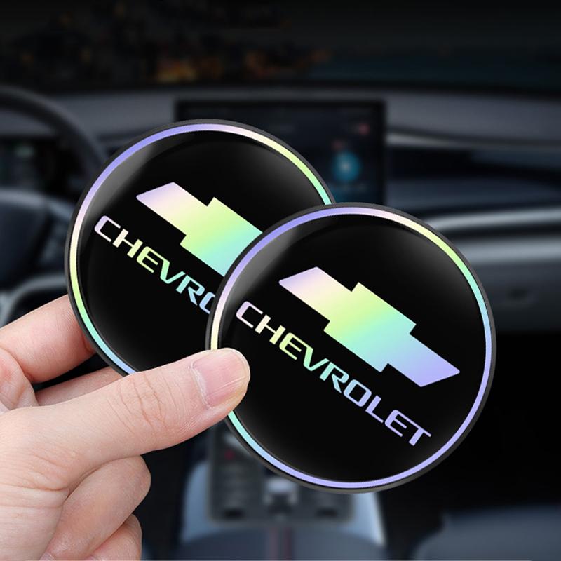 BRSYE1 Keychain 2PCS Car Water Coaster Pad Laser Water Coaster Accessories For Chevrolet Lanos SS Z71 Sail Corsa Aveo Matiz Onix Camaro