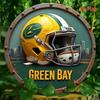 Vintage Green Bay Football Helmet Metal Tin Sign 8x8 Inch Retro Home Office Wall Decor