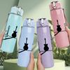 1PC Electric Guitar Duo Music Instrument Print 750ml Color Plastic Sports Water Bottle Leakproof Flip Straw Lid Suitable for Sports Office Home Use