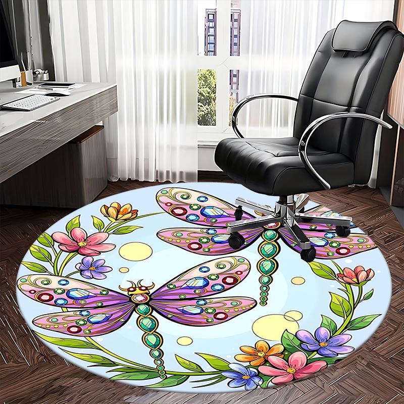 Colorful Dragonfly Office Carpet Chair Mats, Home Decor, Sofa Rug, Office Carpet Gift for Any Room1118150a