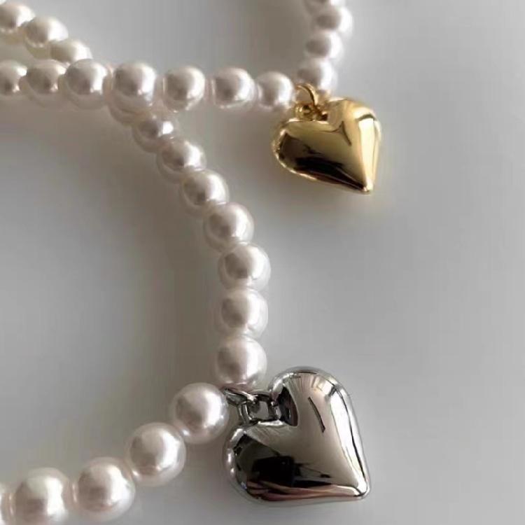 Artificial Pearls Necklaces Neck Jewelry Heart Pendant Necklaces CCB Material