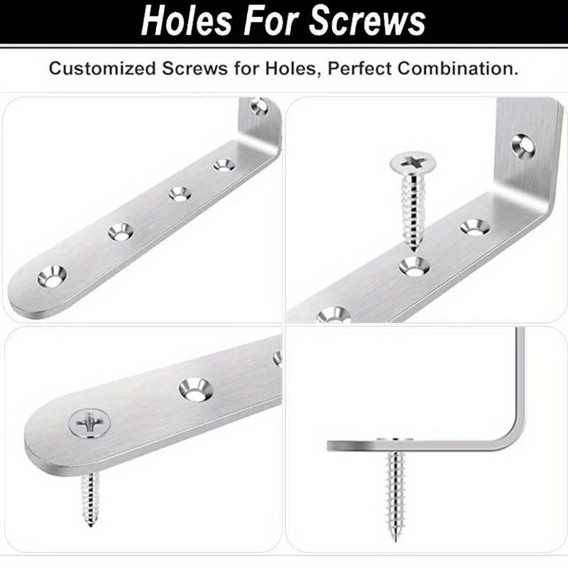 8pcs Brackets Shelves Heavy Duty Stainless Steel L Shaped Bracket Corner Brace Joint Right Angle Bracket Wall Hanging Bracket