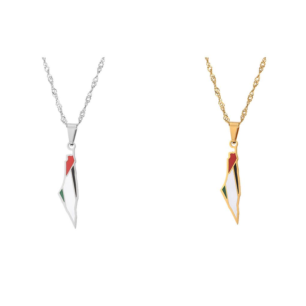 Compact Necklace Pendant Chain Fashionable Stainless Steel Map Pendant Stainless Steel Necklace