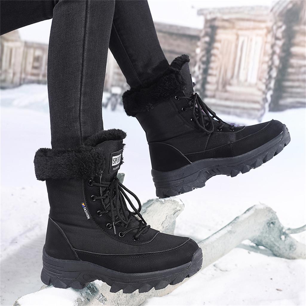 TUINANLE Dames varme bomullssko snøstøvler vinter ankelstøvletter sklisikre korte støvletter