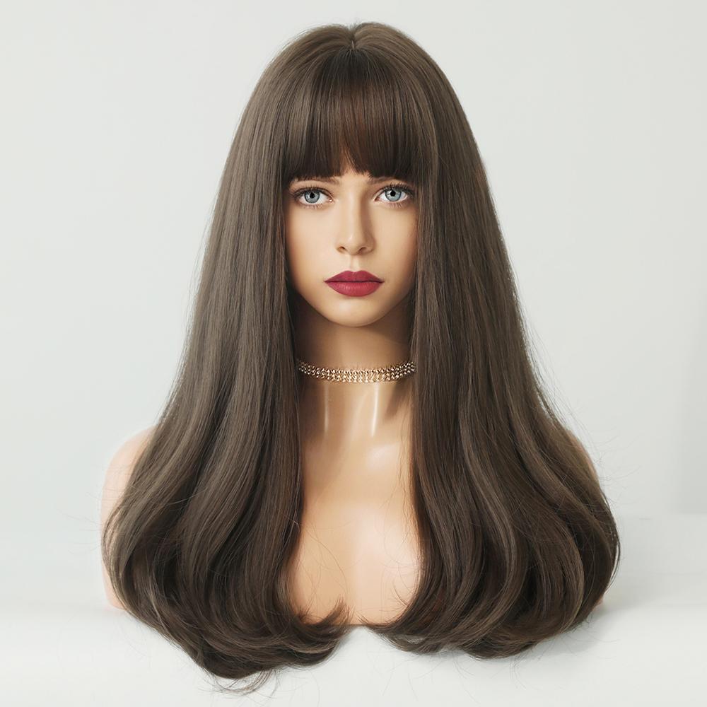 Perucas Sintéticas Longas Cacheadas Loiro com Preto Perucas de Cabelo Natural Partição Central para Mulheres Usar Para Cosplay Diário Lolita Resistente ao Calor