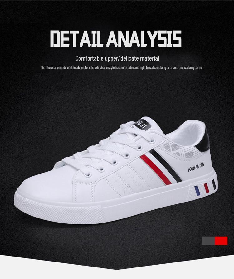 Men's Spring Casual Skate Shoes, Breathable White Low-Tops in Trendy Extra Large Sizes