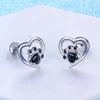 Huitan Cute Animal Cat Dog Footprints Shape Stud Earrings for Women Zinc Alloy Color Heart Love Earrings Fashion Versatile Zircon