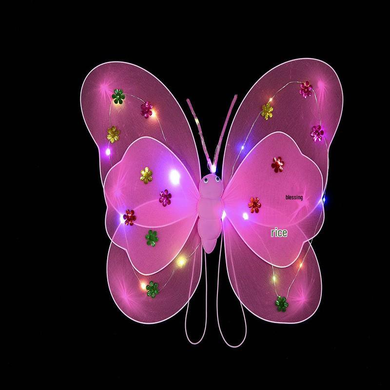 Girls' Luminous Butterfly Wings & Light-Up Fairy Wand Dress-Up Set