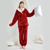 Women's Plus Size Coral Fleece Winter Extra Thick and Fleece Warm Pajama Set