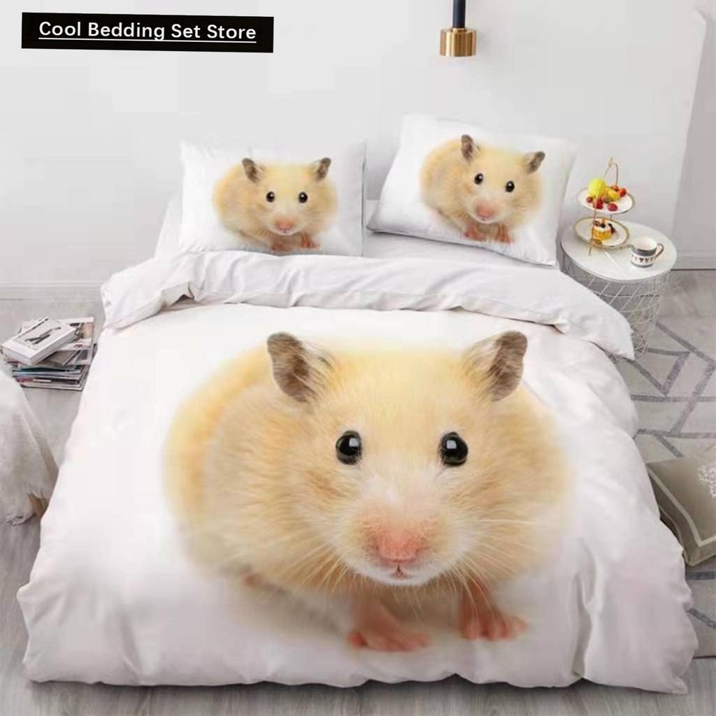 Hamster Duvet Cover King Queen Size Family Pet Guinea Pig Bedding Set for Kids Boys Girls Lovely Mini Animal 2/3pcs Quilt Cover