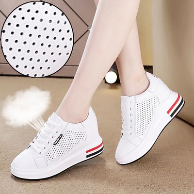 Spring and Autumn Women's Shoes New Inner Height Increase Heel Single Shoes Small White Shoes Women's Low-top Casual Sports Shoes Women