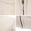 Men Knitted Jacket Stand Collar Long Sleeve Zipper Closure Sweater Coat with Pockets Thickened Plush Lining Knitwear