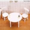 1/12 Dollhouse Miniature Furniture White Wooden Dining Table Chairs Model Toys
