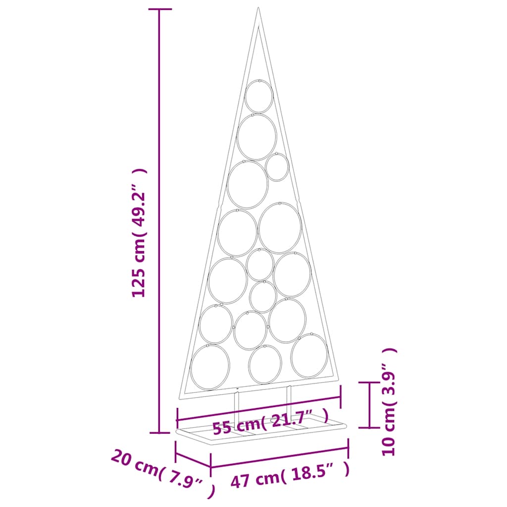 Metal Christmas Tree for Decorations Black 125 cm