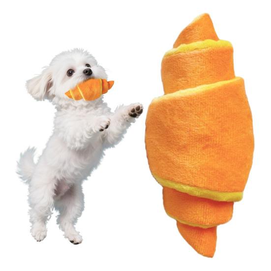 Dog Enrichment Toy Soft Croissant Shaped Chew Toy with Squeaker And Crinkle Paper