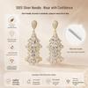 Elegant Long Zircon Inlaid Pagoda Earrings for Women - S925 Silver Needle Fashion Evening Dangles