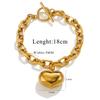 SOVOB Trendy Minimalist Heart-Shaped Gold-Plated Pendant Bracelet For Fashionable Elegant Women's Daily Stainless Steel Jewelry