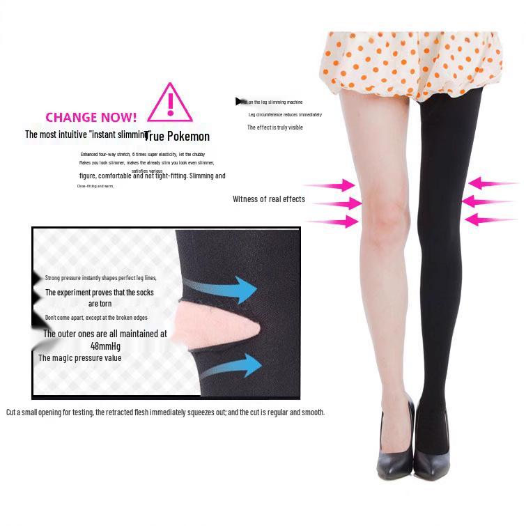 Matte Slimming Leggings & Anti-Snag Stockings: Abdominal Control, Inner/Outer Wear, Flesh-Colored, Black