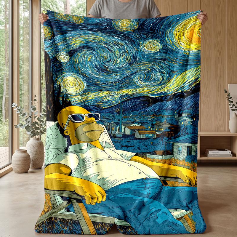 Soft Flannel Blanket Lightweight Cozy Bedroom Living Room CoverThe Simpsons