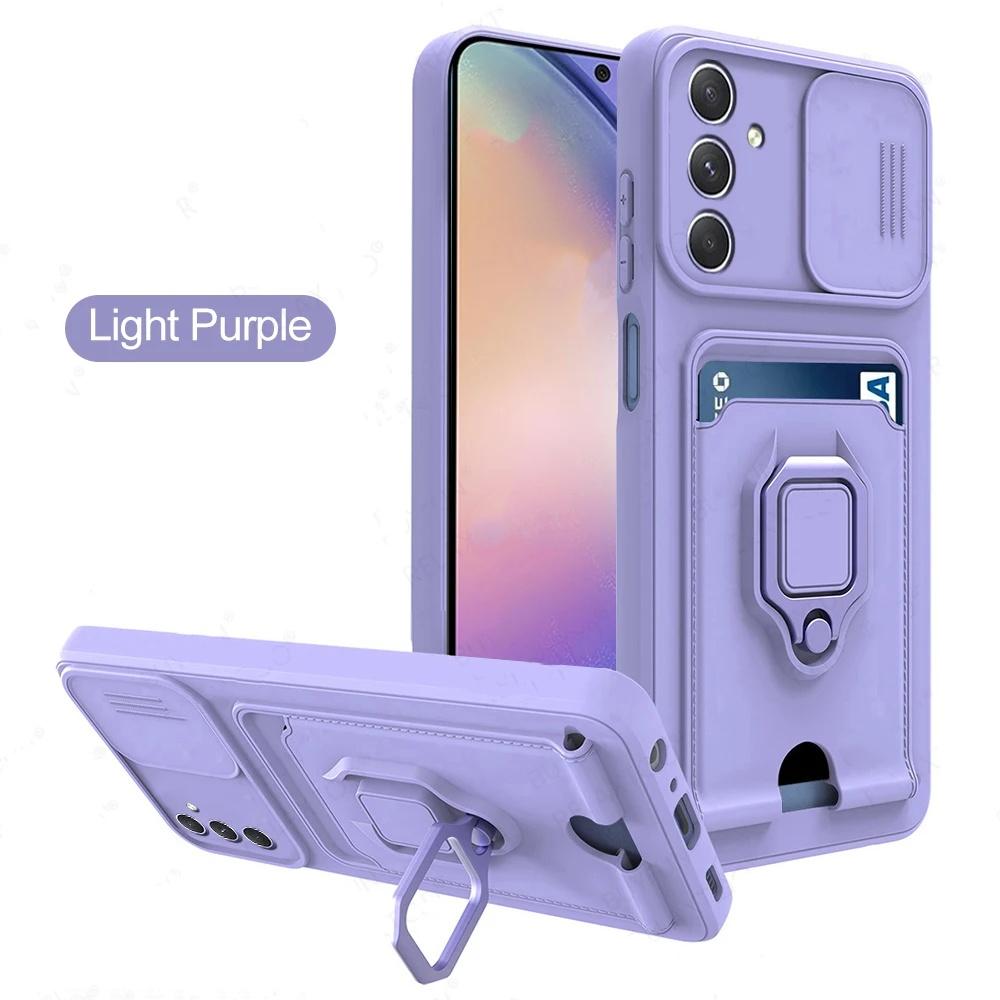 

Роскошный чехол с окном для камеры и магнитным слотом для карт памяти для Samsung Galaxy A55 A35 A15 A25 A54 A34 A14 A53 A52 S24 S23 Ultra For Samsung A34 5G фиолетовый