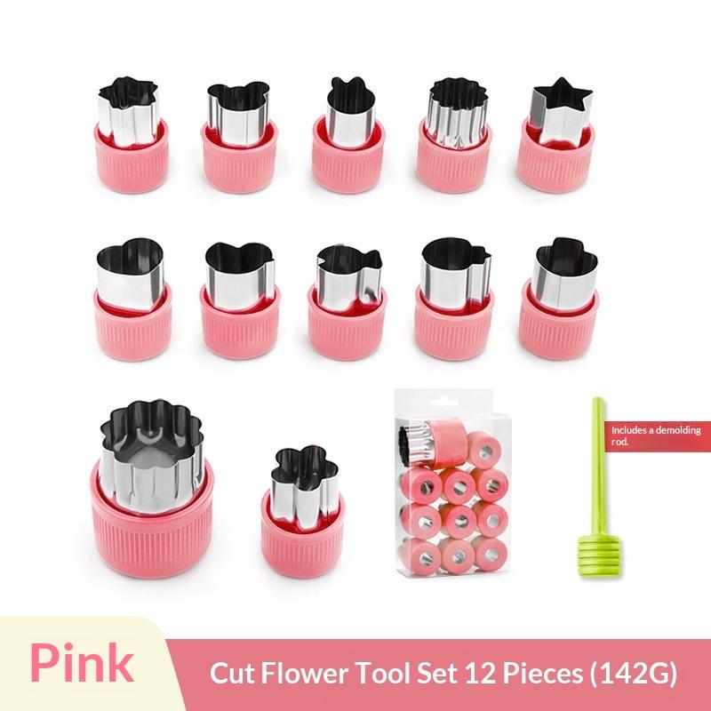 Stainless Steel Cookie Cutter Set 12 Pcs Lovely Fun Shapes Non Slip Grip for Kids Homemade Biscuit Pastry Baking Tools