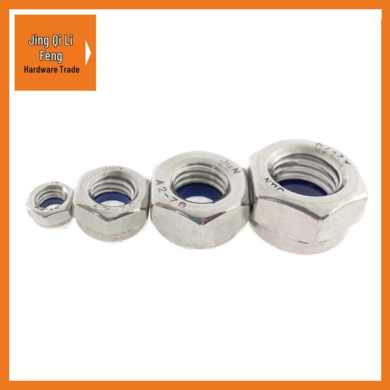 201 Stainless Steel Hex Nut with Nylon Insert, Self-Locking M4-M20