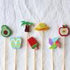 100PCS Disposable Cocktails Picks, Natural Bamboo Stick, with Beach Fruits Palm Trees Decoration, Fruit Picks for Parties And Picnic Plating