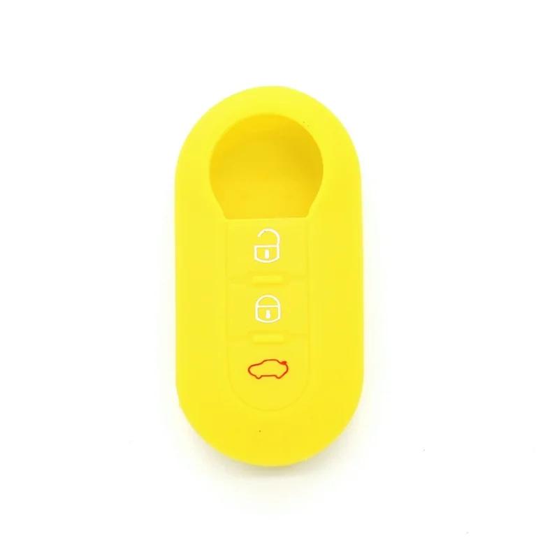 3 Buttons Silicone Car Key Case Cover For Fiat 500 Flip Folding Remote Key Shell For Fiat Punto Panda Car Accessories