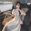 Fat Mm Gentle Wind French Embroidery Floral Dress Women's Summer Large Size High-end Feeling Waist and Thin Bubble Sleeve Long Dress