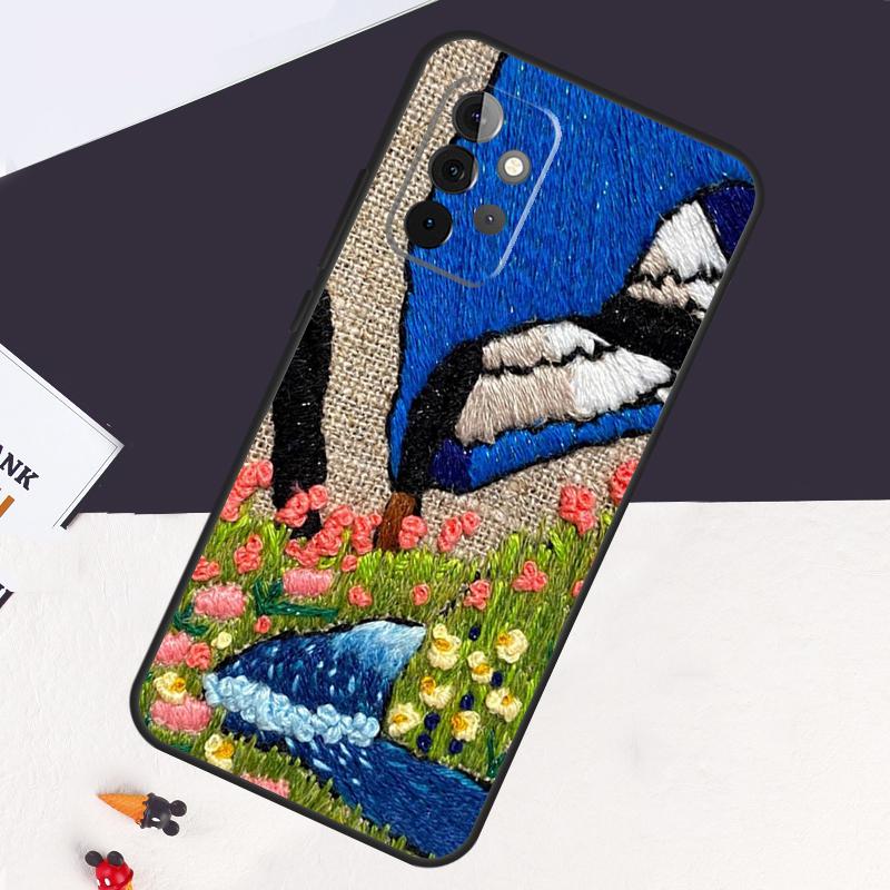 

Embroidery Flowers Cover For Samsung Galaxy A54 A34 A14 A52S A12 A22 A32 A52 A72 A13 A33 A53 A50 A51 A71 Case Samsung A34 5G