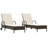 VidaXL Sun Loungers with Cushions Set of 2 Brown Wicker, Sunbed, Reclining Lounge Chair, Daybed 3261435